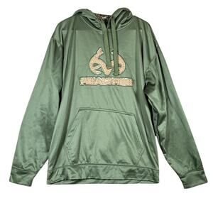 Realtree by Buckhorn River Mens Sweatshirt Green Camo Hoodie Therma Fit XL